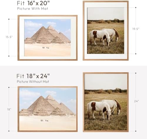18x24 Poster Frame, 18x24 Solid Oak Picture Frames Matted to 16x20