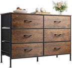 WLIVE Dresser for Bedroom with 6 Fabric Drawers, Rustic Brown