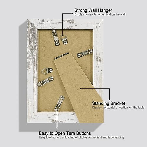 Hongkee 5x7 Picture Frame Set of 4, Made of Real Glass and Multicolour Wooden Frame, 5 by 7 Photo for Wall or Tabletop - Display Picture 4x6 with Mat or 5x7 Without Mat