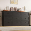 Furnify 9 Drawer Dresser, 59" Wide Dresser for Bedroom, Black