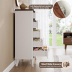 GarveeHome Fluted Dresser for Bedroom with 5 Deep Drawers, White