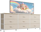 WLIVE Dresser TV Stand for 75 Inch TV, 9 Drawer Dresser for Bedroom