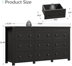 Xixini 59.1" Wide 9-Drawer Farmhouse Dresser for Bedroom, Black