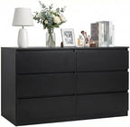 Spaco Black Dresser for Bedroom,Modern 6 Drawer Dresser with Deep Drawer,Wide Storage Chest of Drawers,Bedroom Storage Organizer Furniture,TV Stand for Living Room