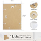 puthiac 10x14 Solid Oak Wood Picture Frame, White, 1 Pack