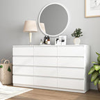 Vibe & Dine 12 Drawer Dresser, 59.1" Large Dresser for Bedroom Free Handle, Modern Wooden Chest of Drawers with Wide Storage for Living Room, White
