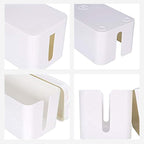 Cable Management Box Organizer, Pack of 2 Wire Concealer to Cover Hide Surge Protector & Power Strip on Desk Floor, with 5 Cord Fastening Tapes for Office, Home, Kitchen (Ice White)