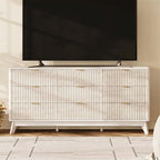 63" Wide Fluted 9 Drawers Dresser for Bedroom,Curved Edge,White