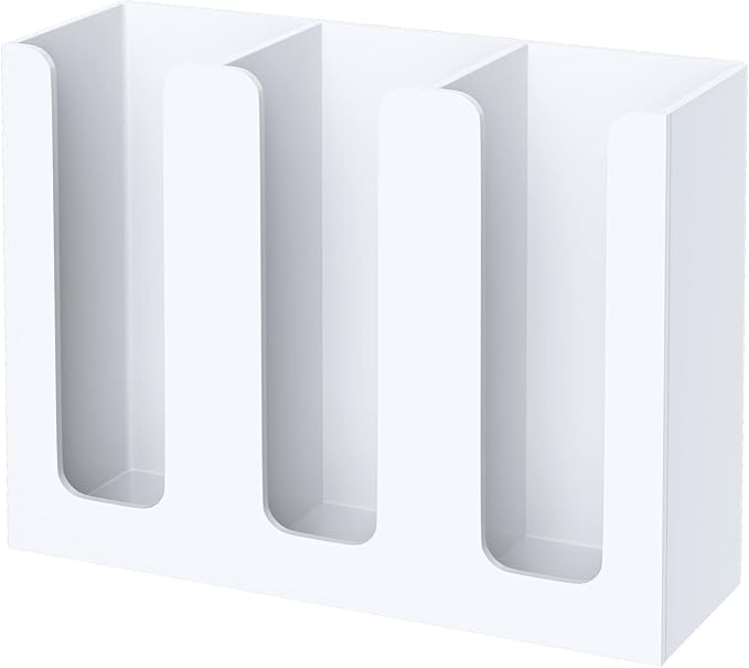 KOTEMON Acrylic Cup Holder, 3 Compartment, Disposable Coffee Cup Dispenser Storage Organizer, White
