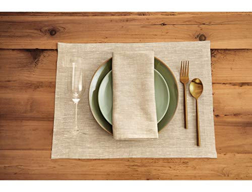 Solino Home Linen Cloth Napkins Set of 4-100% Pure Linen Champagne Beige Dinner Napkins 20 x 20 Inch for Spring, Summer - Athena, Handcrafted and Machine Washable - color: 02: Champagne Beige, size: 20" x 20" (Set of 4)