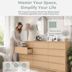 12 Drawer Dresser for Bedroom,Modern Deep Drawer Dresser with No-Handle Design,Storage Wood Chest of Drawer,Storage Organizer Furniture for Closet,Hallway