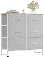 WLIVE Dresser for Bedroom with 6 Drawers, Light Grey