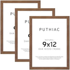 puthiac 9x12 Solid Oak Wood Picture Frames, Walnut, 3 Pack