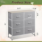 WLIVE Dresser for Bedroom with 6 Drawers, Light Grey