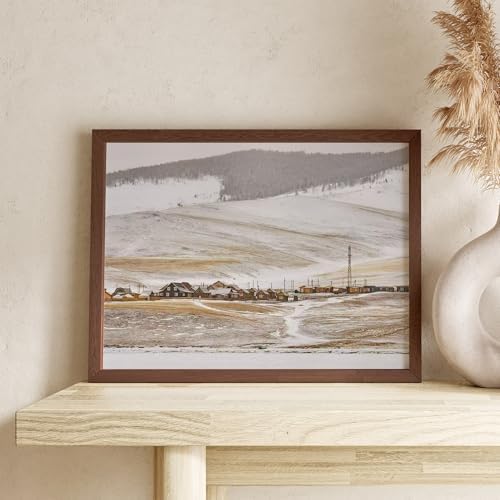 9x12 Wood Frame, Solid Oak 9x12 Picture Frame with Mat to 6x8