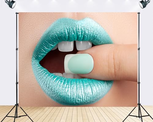 Trykid 17x10ft Mint Green Lip Backdrop Matching Manicure Bold Makeup Beauty Closeup Photography Background Editorial Creative Beauty Event Party Decoration Tapestry Photo Booth Prop Fabric - size: 17x10ft