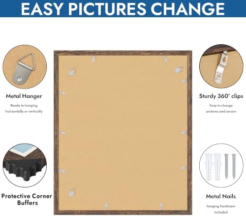 Hongkee 20x24 Picture Frame Set of 4, 20 x 24 Rustic Brown Wood Style