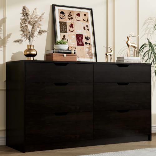 YESHOMY Dresser for Bedroom, 47.2" Modern Wood Chest with 6 Drawers