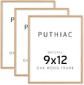 puthiac 9x12 Solid Oak Wood Picture Frames, Natural Oak, 3 Pack