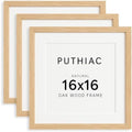 puthiac 16x16 Solid Oak Wood Picture Frames, Natural Oak, 3 Pack