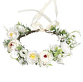 Bridal Flower Crown Flower Headband Floral Halo Floral Crown Wedding Party Cosplay Halloween Costume Photos - color: ivory white