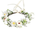 Bridal Flower Crown Flower Headband Floral Halo Floral Crown Wedding Party Cosplay Halloween Costume Photos - color: ivory white