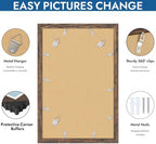 Hongkee 11x17 Picture Frame Set of 4, 11 x 17 Rustic Brown Wood(Mat 8x12)