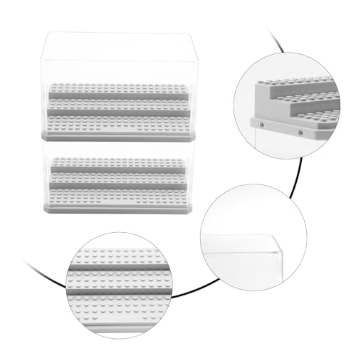 Acrylic Minifigure Display Case Stackable Action Figures Blocks Display Box, Clear Dustproof Display Case Box for Lego Lovers - color: Grey, size: Medium 1 Pack