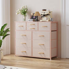 LUMTOK 10 Drawers Dresser with Fabric Bins for Bedroom,Closets，Dark Gray