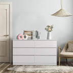 Karl home White 55-Inch 6 Drawer Modern Dresser, Bedroom Storage Chest