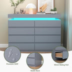 Gyfimoie 8 Drawer Dresser with Power Outlet, Modern Dresser with LED Light