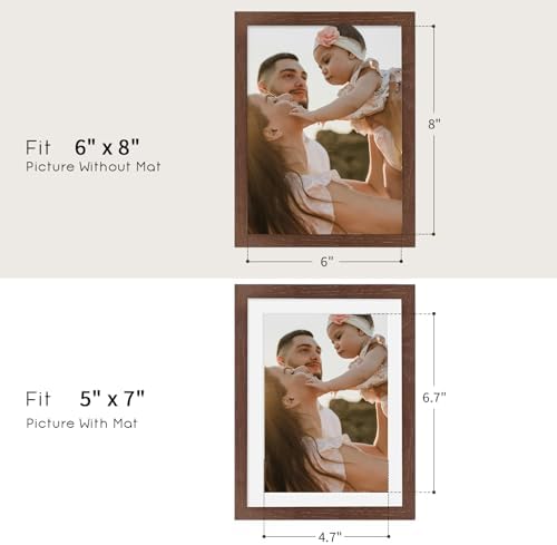 puthiac 6x8 Solid Oak Wood Picture Frames, Walnut, 3 Pack