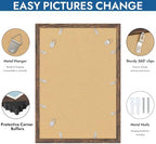 Hongkee 13x19 Picture Frame Set of 4, 13 x 19 Rustic Brown Wood(Mat 11x17)