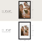 puthiac 8x12 Solid Oak Wood Picture Frames, Black, 3 Pack