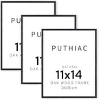 puthiac Picture Frame, Black Oak Wood, 11 x 14 inches, 3 Pack - Minimalist Wall Art Decor, Picture and Prints