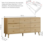 Chrangmay 9 Drawer Dresser,63" Wide Mid Century Modern Chest of Drawers,Wooden Bedroom Drawer Dresser with 9 Storage Drawers for Bedroom, Living Room,with Anti-Tipping Device,Natural