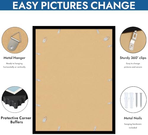 Hongkee 18x24 Frame Set of 4, 18 x 24 Black Wood Style(Mat 16x20)