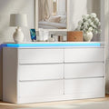 6 Drawer Dresser for Bedroom,47.24"Long White Chest of Drawers w/LED Lights