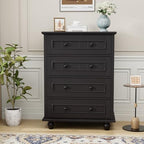 4 Drawer Dresser for Bedroom, 35'' Tall Storage Chest of Drawers, Black