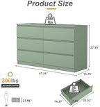 Green Dresser for Bedroom, Modern Large 6 Drawer Dresser with Deep Drawer,Wide Storage Chest of Drawers,TV Stand for Living Room