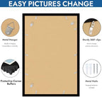 Hongkee 16x24 Frame Set of 4, 16 x 24 Black Wood Style(Mat 12x18)