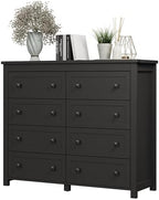Xixini 47.2" Wide 8-Drawer Farmhouse Dresser for Bedroom, Black