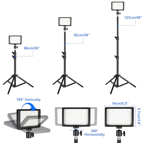 LED Photo Video Light 2-Pack, Ci-Fotto Dimmable 5600K USB LED Continuous Light Photography Light with Tripods and Color Filters for Photo Studios, YouTube, TikTok, Video Recording, Game Streaming - size: 123cm 2-pack