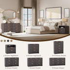 47" Fluted 6 Drawer Dresser for Bedroom, Living Room, Entryway Black Walnut
