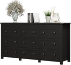 Xixini 59.1" Wide 9-Drawer Farmhouse Dresser for Bedroom, Black