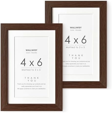 4x6 Picture Frame, Solid Oak Wood 4x6 Picture Frames with Mat to 3x5