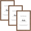 puthiac 4x6 Solid Oak Wood Picture Frames, Walnut, 3 Pack