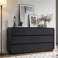 Standifurno Dresser for Bedroom, Modern Cuved Dresser with 9 Drawers,Black Dresser with Handleless Design, Closet Storage Dresser, 15.43" D x 57" W x 28.3" H (9 Drawers)