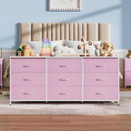 WLIVE Dresser TV Stand for 75 Inch TV, 9 Drawer Dresser for Bedroom, A-Pink