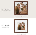 puthiac 6x6 Solid Oak Wood Picture Frame, Walnut, 1 Pack